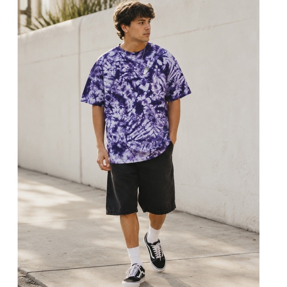 40s & Shorties Tie Dye Lean Cup Embroidered Tee Purple L Streetwear